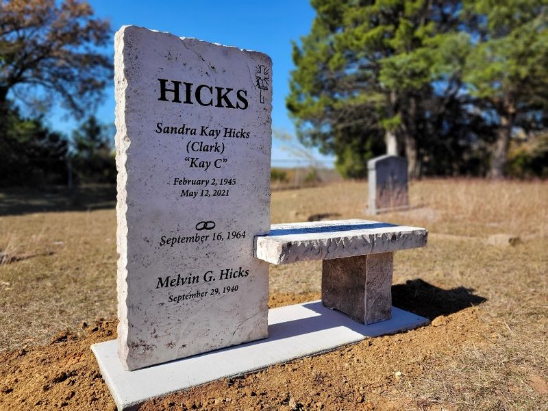 Custom headstone made of engineered stone in Houston by Bedrock Boulders