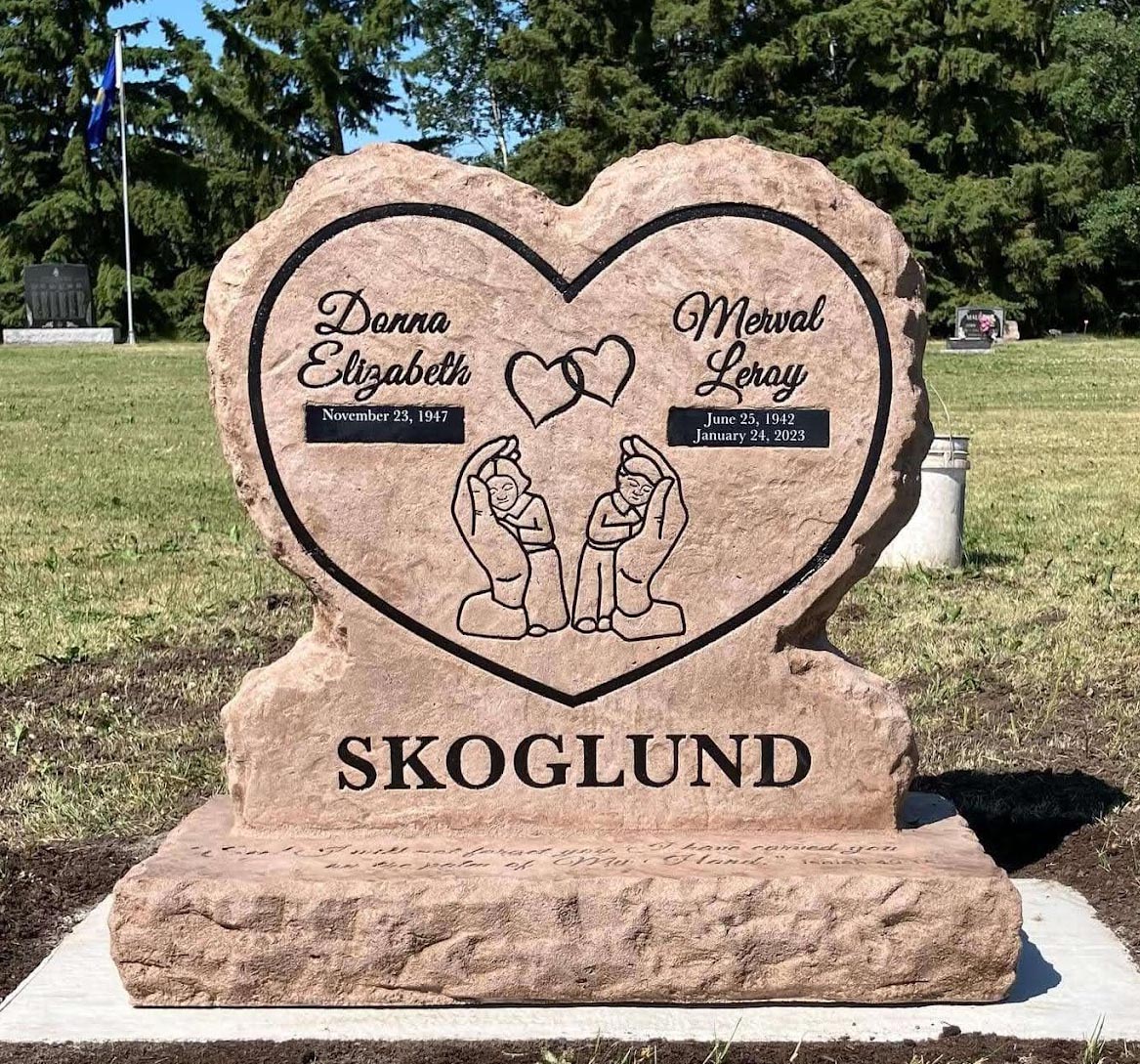Custom headstone made of engineered stone in Houston by Bedrock Boulders