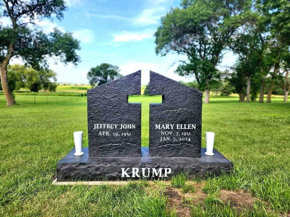 Custom headstone made of engineered stone in Houston by Bedrock Boulders